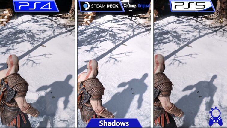 God of War en Steam Deck vs PlayStation 5 y 4