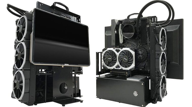 Il s'agit de N-FRAME-OP01, boîte ouverte, support et moniteur tout en un