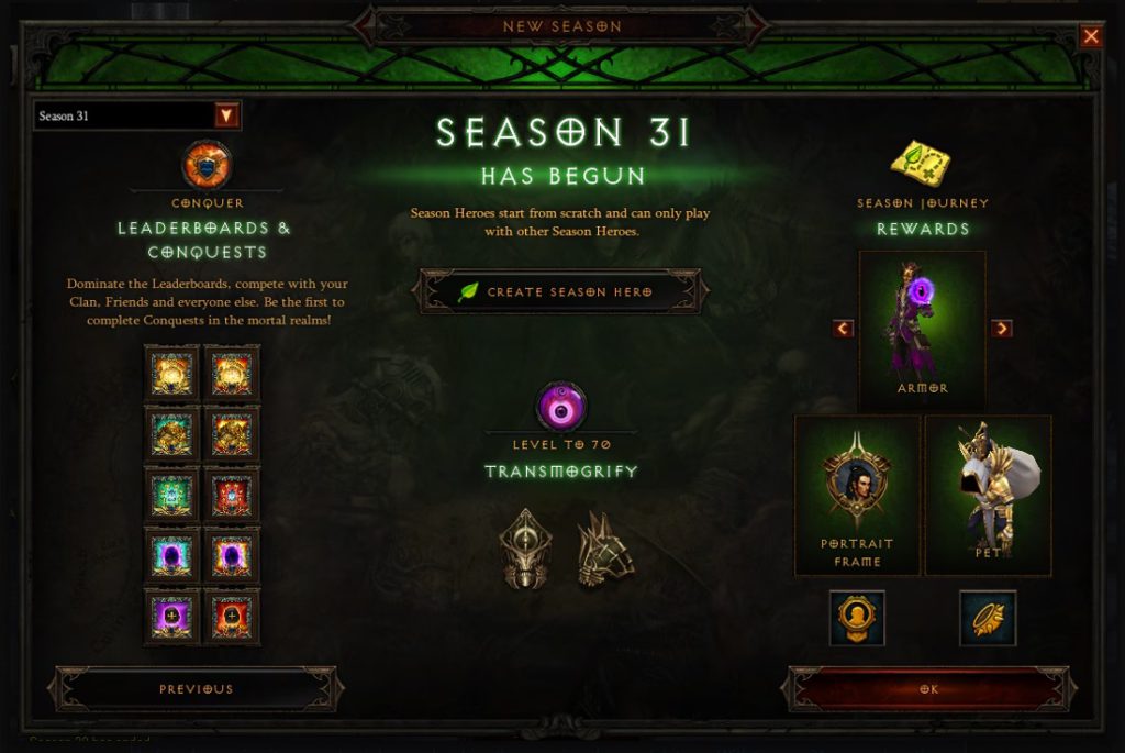 récompenses de la saison 31 de diablo iii