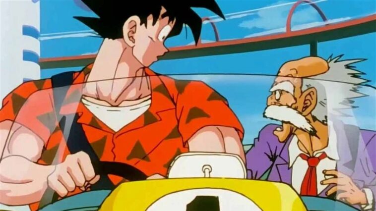Dragon Ball montre l'art officiel de Goku en tant que pilote de Formule 1
