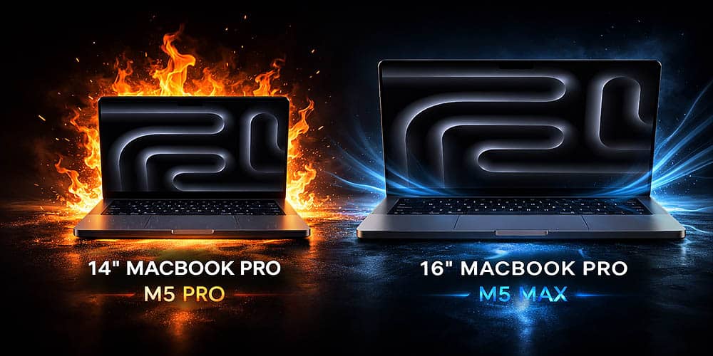 MacBook Pro 16" (M5 Max) vs 14" (M5 Pro) : température inférieure
