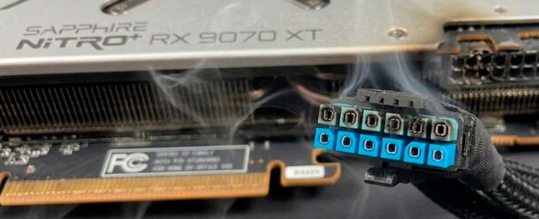 Sapphire NITRO+ RX 9070 XT avec connecteur 12V-2×6 brûlé
